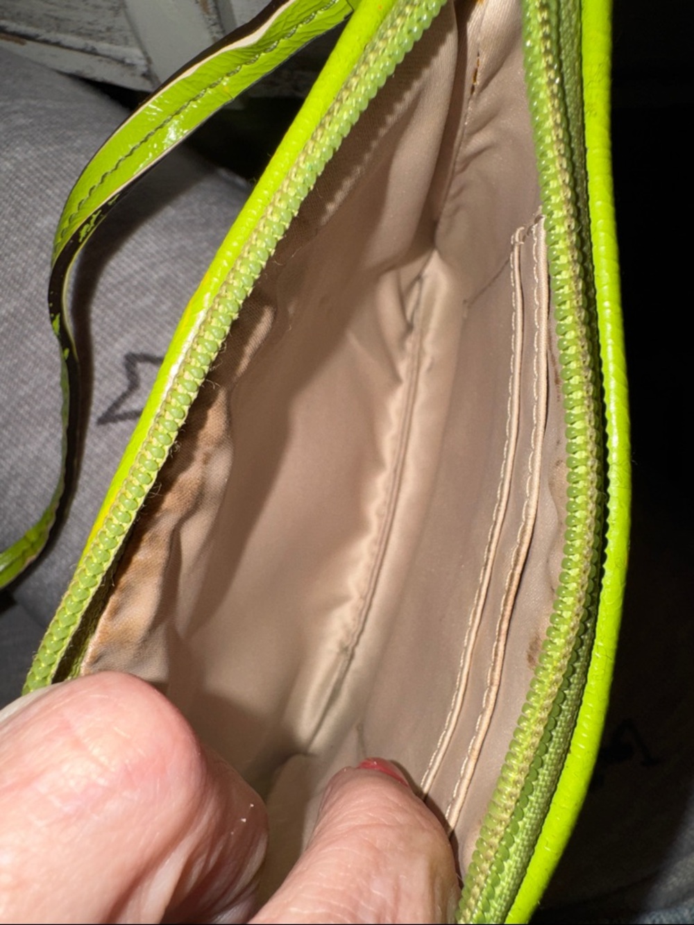 Coach Blue Signature Canvas Wristlet with Lime Stripe - Picture 7 of 7